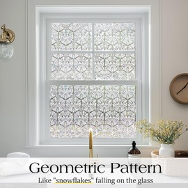 rabbitgoo Window Privacy Film Stained Glass Window Film, Decorative Stickers Removable UV Sun Blocking Clings Door Coverings, Diamond Pattern,35.4 x 157.5 inches