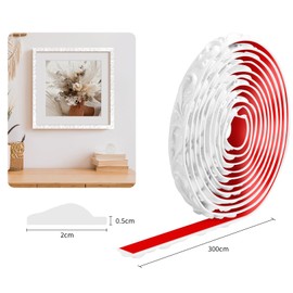 ZTVOWTO 3 Meters Peel and Stick Wall Molding, 3D Trim Molding, Self-Adhesive Wall Trim for Mirror Frames, Cabinet Doors, Door Frames, Ceilings, Home Decoration(White)