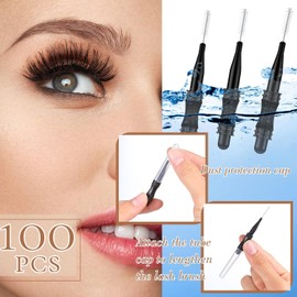 100 piezas de microcepillo de cejas con tapa, cepillo de laminación de cejas, cepillo de pestañas para rellenar pestañas, carrete de cejas, herramientas de levantamiento de pestañas para cejas y extensiones de pestañas (negro)