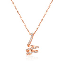 Philip Jones Rose Gold Plated Spiral Twist Necklace Created with Zircondia® Crystals