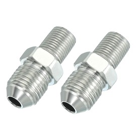 PATIKIL Hex Reducing Nipple Connectors Pipe Adapter 1/2" Male 37° Flare JIC x 1/8" Male NPT, 2 Pack Pipe Fitting Reducer Nipple Adapter Plated Steel Hydraulic Fitting