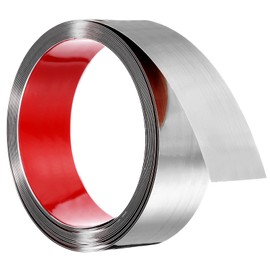 UXCELL Wall Trim Molding, 19.7 ft x 1.97 in Stainless Steel Peel and Stick Self-Adhesive Trim Metalized Brushed Finish Strip Border Edge Frame for Home DIY Decoration, Silver