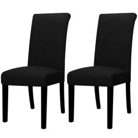Lellen Dining Chair Covers Set of 2, Stretch Chair Covers Dining Chair Slipcovers Removable Washable Reusable Home & Kitchen Decor Protector Dining Room Chair Covers,Black