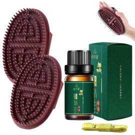 2 x Meridian Massage Brush with 10 ml Essential Oils and 1.5 Metre Tape Measure, Professional Meridian Massage Brush, Five Elements Meridians Brush, for Waist, Abdomen, Head, Leg