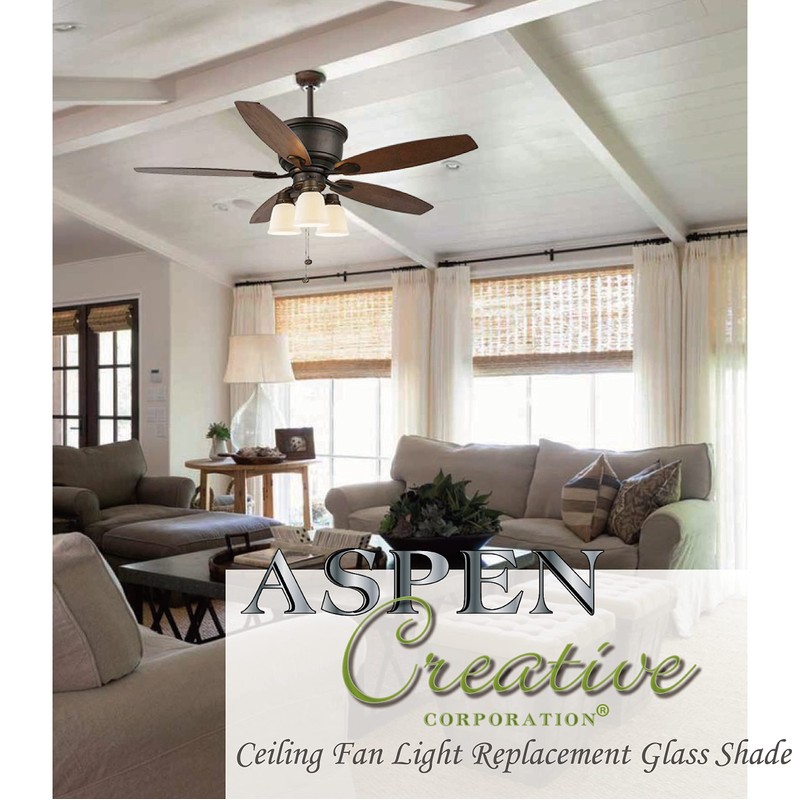 Aspen Creative 23030-4A Transitional Alabaster Bell Shape Ceiling Fan Glass