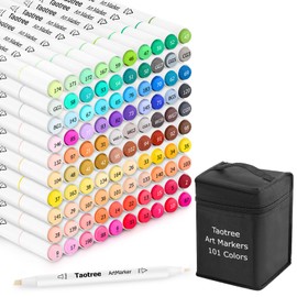 Taotree Alcohol Markers 101 Colors Dual Tips Art Markers Sketch Pens Set, Art Supplies Kit, Drawing Pens Set for Adult Coloring Books Christmas Gifts for for Artist Drawing, Painting, Sketching