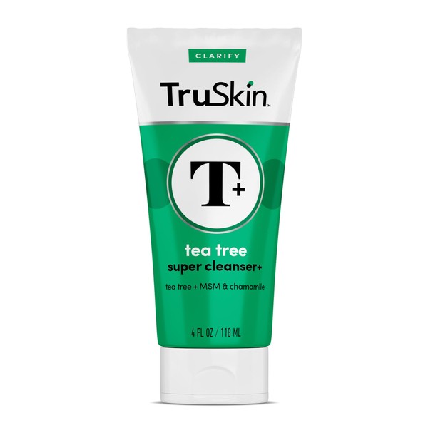 TruSkin Tea Tree Super Cleanser – Acne Face Wash with Tea Tree Oil, Aloe Vera, Chamomile & MSM – Facial Cleanser Deeply Cleanses to Target Impurities and Excess Oil for Calm, Fresh Skin, 4 fl oz