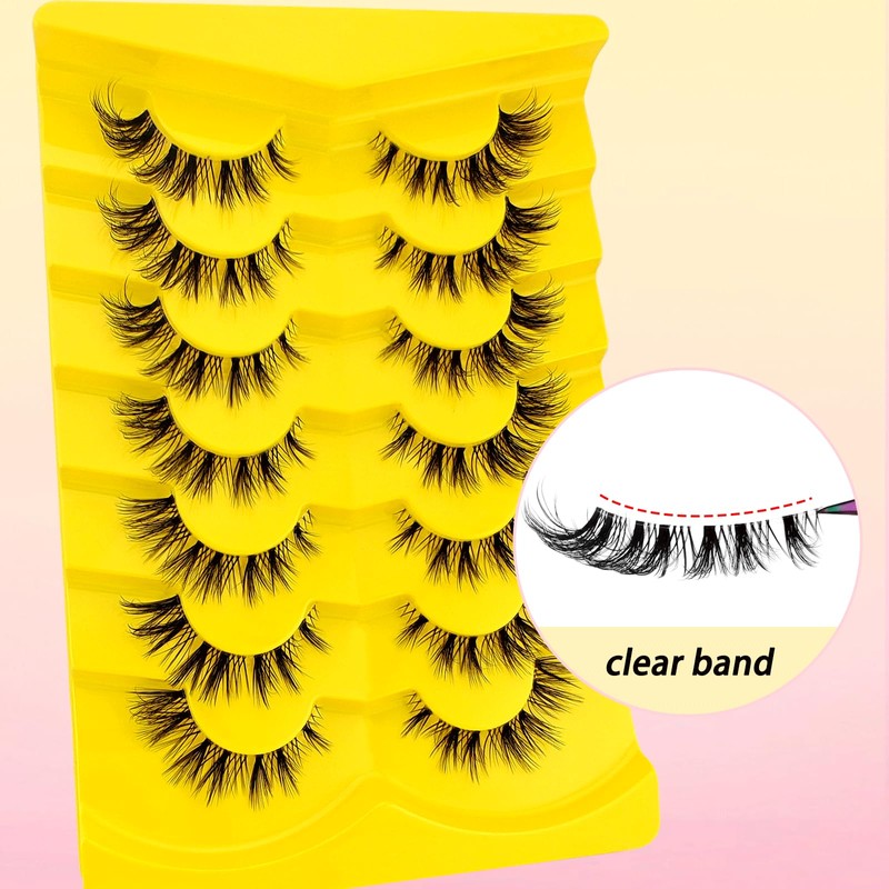 7 Paare Clear Band Falsche Wimpern Katzenauge, Cat-Eye Natürliche Künstliche