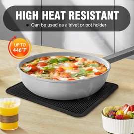 Walfos XXL Silicone Trivet 16" and Large 12" and Round & Square 7", Trivets for Hot Pots and Pans, Heat Resistant Pot Holders Hot Pads for Quartz Countertops, 7 Pack
