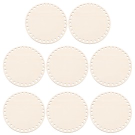 PATIKIL 6" Diameter Crochet Basket Bottom, 8Pcs Round Blank Crochet Knitting Wooden Base for DIY Craft Weaving Basket Making Supplies Home Decoration, Wood Color