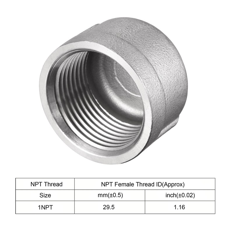 sourcing map 304 Stainless Steel Pipe End Cap Fitting 1