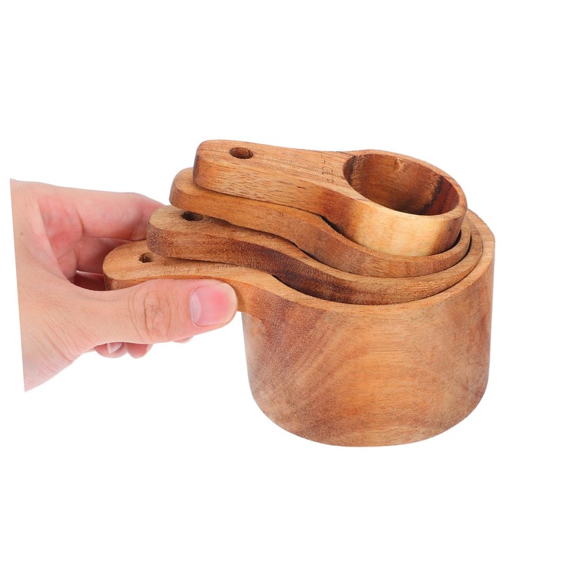 FUNOMOCYA 4pcs Wooden Measuring Spoons Precise Tea Scoops for Loose