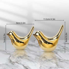 Estatuas de Pájaros Pequeñas, Escultura de Animales Cerámica Decorativas, Small Birds Statues Estilo Moderno, Aesthetic Adornos Decoración para Sala, Recámara, Computadora de Oficina, Armarios-Dorada