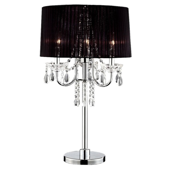 OK LIGHTING OK-5111T Crystal Drop Table Lamp, 17" x 17" x 27.5"