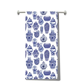 MYSOMY Chinoiserie Ginger Jar Towel Blue & White Chinoiserie Towel Chinoiserie Dish Towels Chinoiserie Kitchen Towel (BlueJar UK)