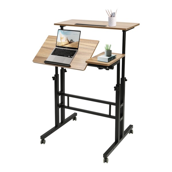 Gdrasuya10 Mobile Standing Desk Stand Up Desk Height Adjustable Tall