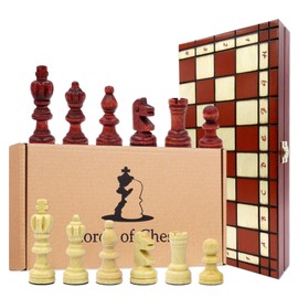 Amazinggirl Chess Board Set, Foldable, Wood with Chess Figures, Large, for Children and Adults