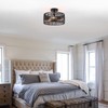 Hchunqjor 3-Light Coastal Black Woven Flush Mount Light Fixture Rustic