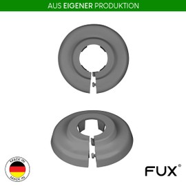 Fux Pack of 10 Single Rosettes for Heating Pipes, Covers, 15 mm, 18 mm, 22 mm, Polypropylene, Black, Brown and Grey Tones (18 mm, Dust Grey RAL 7037)