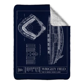 Ballpark Blueprints Wrigley Field Sherpa Fleece Stadium Blankets (60x80)