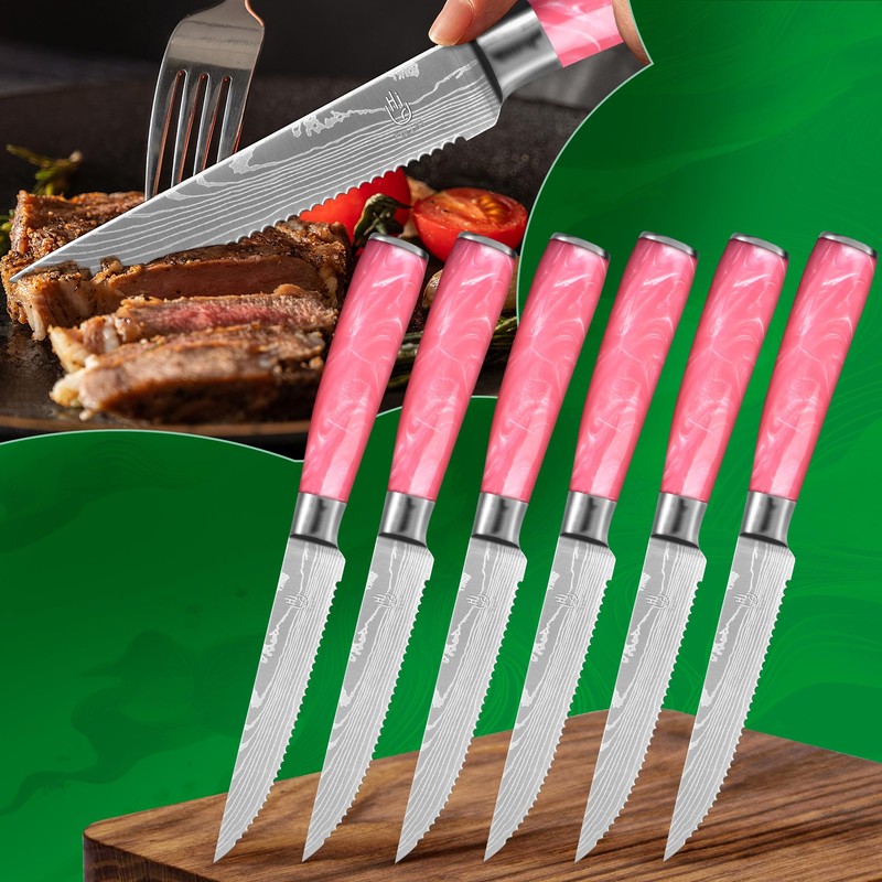 FULLHI 14pcs Block Knife Set, Chef's Knife Steak Knives Set