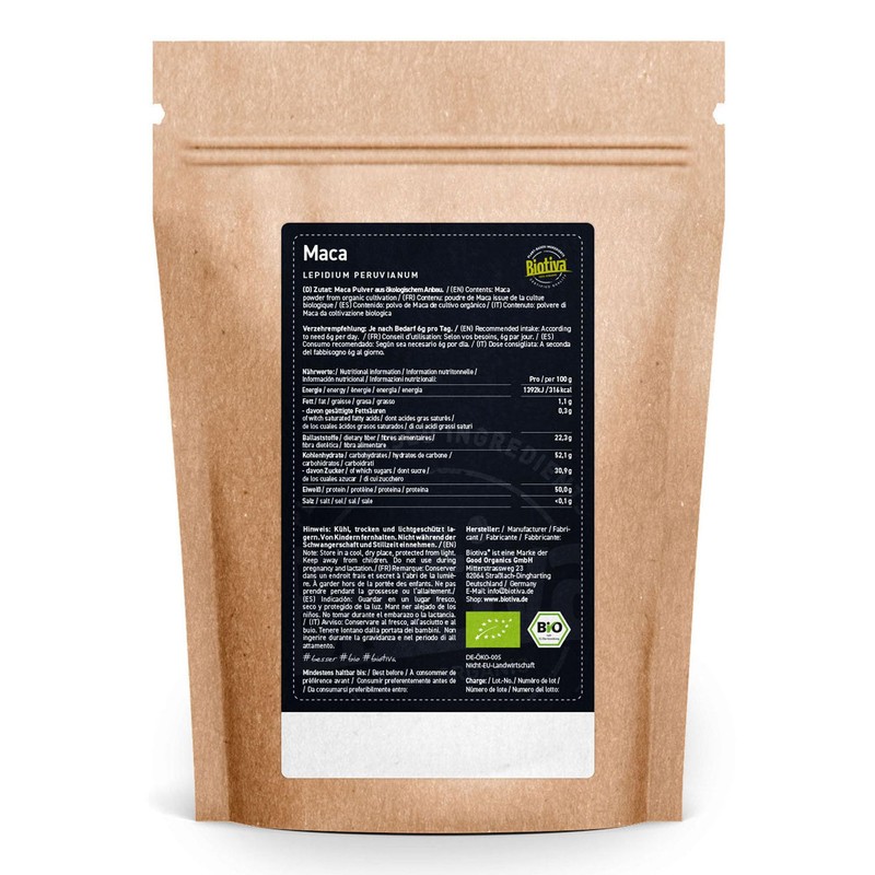 Maca Bio 100g Pulver - Ohne Zusätze - Abgepackt und