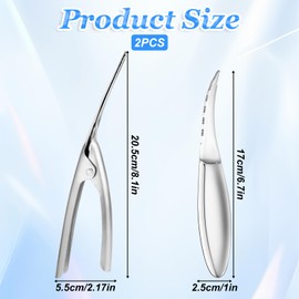 2Pcs Shrimp Deveiner Tool and Peeler Set, Multifunctional Shrimp Deveining Tool Stainless Steel Shrimps Peeler Portable Oyster Shucking Cleaning Tools for Kitchen