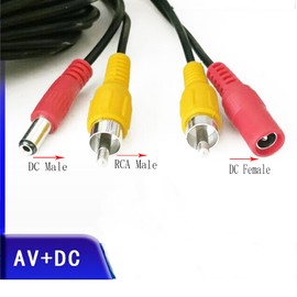 priaolker 16FT/5M 2 in 1 RCA HD Video AV Extension Cable, RCA+ DC Power Extension Cable, for CCTV Surveillance Camera Car Reverse Camera Video and Audio Cable - (1 pcs)