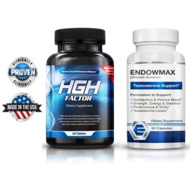 HGHFactor & Endowmax BUNDLE SAVINGS!! NATURAL MUSCLE BUILDING ENHANCER + ENDOWMAX - 60 CT EACH BOTTLE