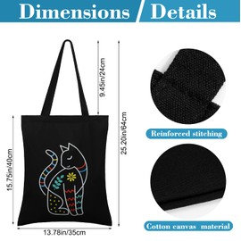 MWOOT Black Handbag Shopping Bag for Women, Cat Fabric Bags/Canvas Tote Bag/Shopping Bag/Cotton Bag/Shoulder Bag/Shopper Bag for Shopping School 35 x 40 cm, black