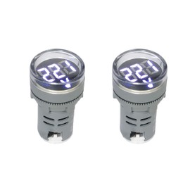 NOYITO 80-500V AC Digital Voltmeter 110V 220V 380V Red Green Yellow Blue White LCD Digital Display Small Round Head (Pack of 2) (White)