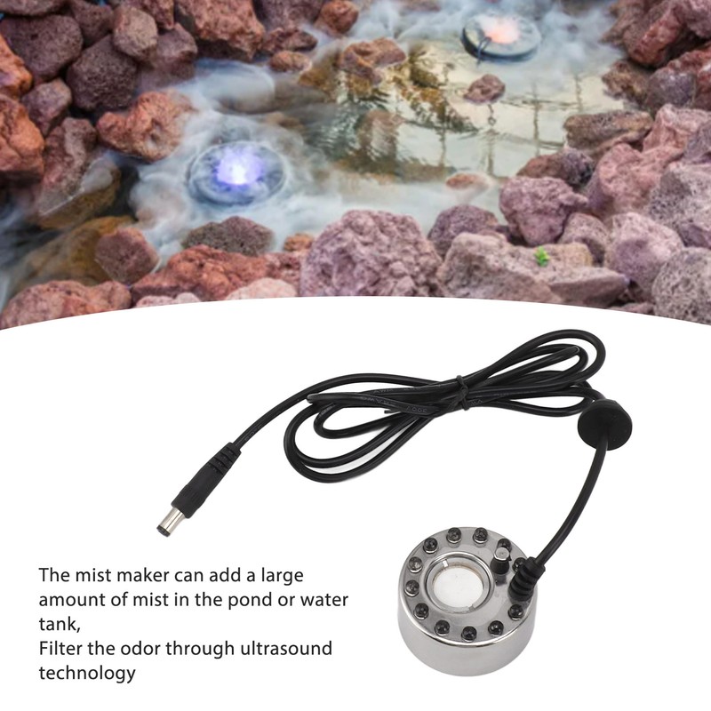Color 12 LED Mist Maker Fogger Water Fountain Pond Fog