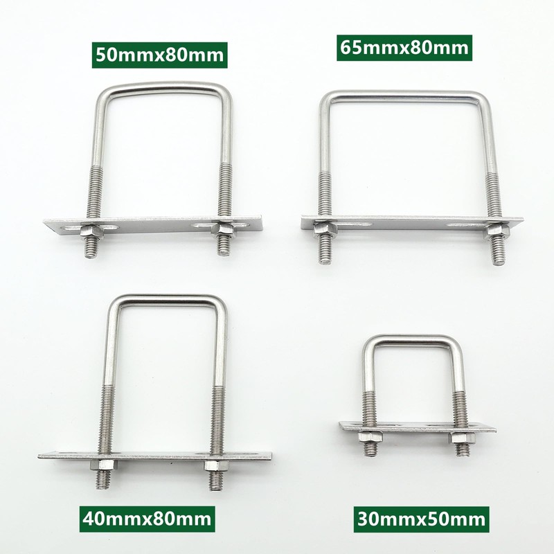 QYIMLI Stainless Steel Square U Bolt Clamp, Square Tube Clamps