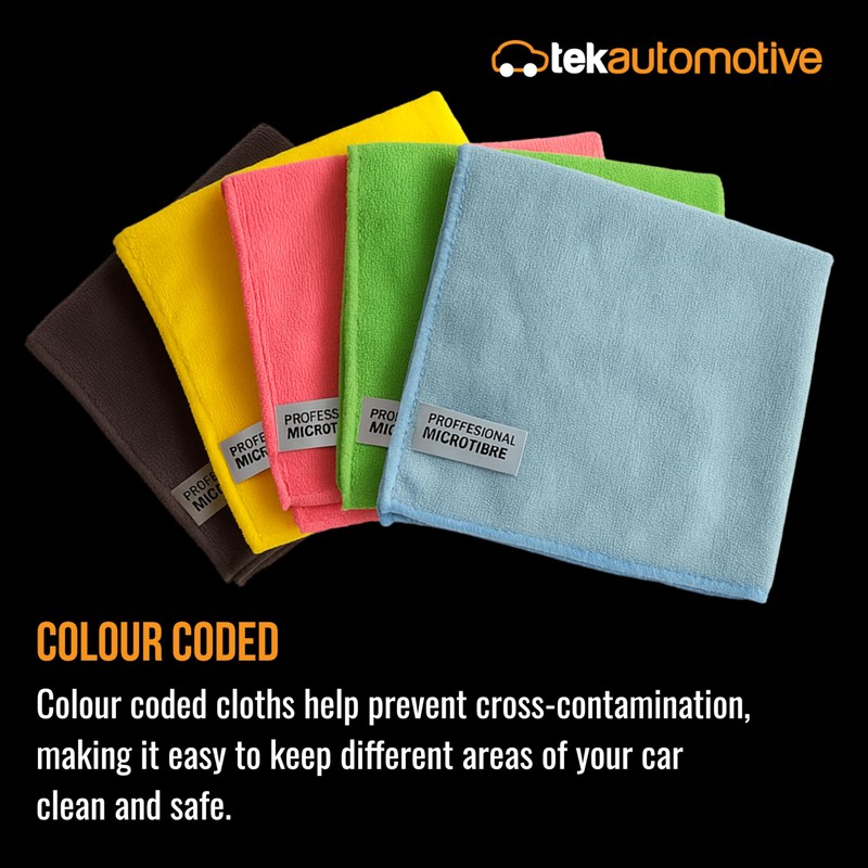 Tek Automotive Heavy Duty Microfibre Cloths – 5 Pack, Colour