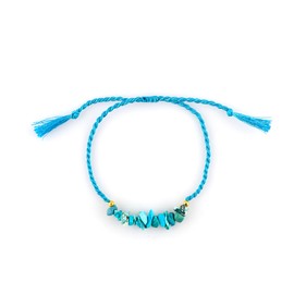 Natural Turquoise Chips Braided Bracelet, Energy Healing Crystals, Birthday, Gift for Her, Resizable Hand Braid Rope Thread Protection Bracelet for Men, Women, Christmas Gift (Turquoise)