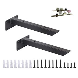 SYWXJ Concealed Shelf Bracket, Black, Iron, I-Shaped Bar, Bracket, Shelf, Wall Mounting, Hardware, Floating Shelf, Angle, Shelves, Set of 2, Screws Included (5.9 inches (15 cm)