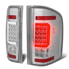 Auto Dynasty [C-Tube Light Bar 12-LED Tail Brake Lamp Compatible with Chevy Silverado 1500 2500HD 3500HD 2007-2013, Driver and Passenger Side, Chrome Housing, Clear Lens