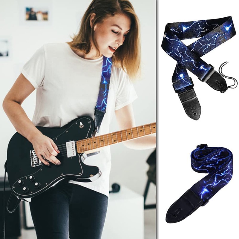 BetterJonny Basicon Adjustable Guitar Strap, Guitar Strap with Leather Ends,