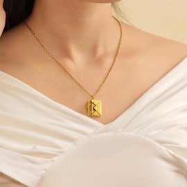 MeiceM Customized Envelope Necklace,Secret message pendant,photo locket,Hidden message necklace,engraved pendant Mom's Gift, Best Friend gift,Gift for Her