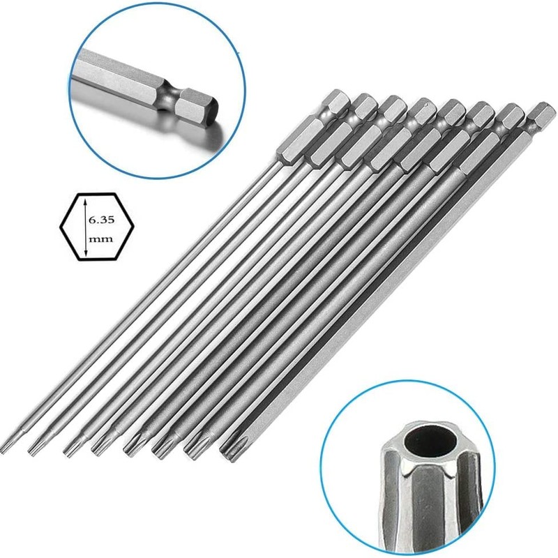 Bestgle 8 Pcs Long Torx Screwdriver Bit Set 1/4 Inch