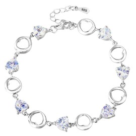 EleQueen 925 Sterling Silver CZ Love Heart of Ocean Titanic Inspired Tennis Bracelet for Women, 6.8"+1.2" Extender, Valentine's Day/Mother's Day/Christmas Jewerly Gift for Wife/Mom