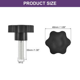 sourcing map 1Pcs Star Knobs, M12x35mm Plastic Hex Shaped Clamping Handle Screw Knobs, Hand Tightening Star Screw Knob for Machinery Umbrella Base Replacement