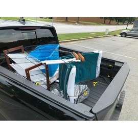 EACCESSORIES EA Cargo Net Bed Tie Down Hooks for Rivian R1T Truck Pickup Compact Size 54" x 51" – Mesh Bed Cargo Net for Pickup – Premium Mesh Elastic Car Truck Organizer – Compatible with Rivian R1T