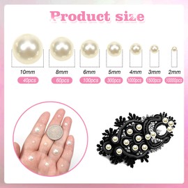 TOAOB 13000pcs Beige Flat Back Pearl Beads Half Round Imitation Pearls 2mm to 10mm Assorted Sizes Plastic Gem Pearls for Crafts Nails Phone Shoes Making DIY Crafting Accessory