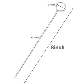 8 inch 100% Food-Grade 304 Stainless Steel Skewers, Roast Goose Needle, roll Needles, Meat Needles, Metal skewers, Cocktail skewers,BBQ Skewers for Trussing Turkey and Poultry (15Pack)
