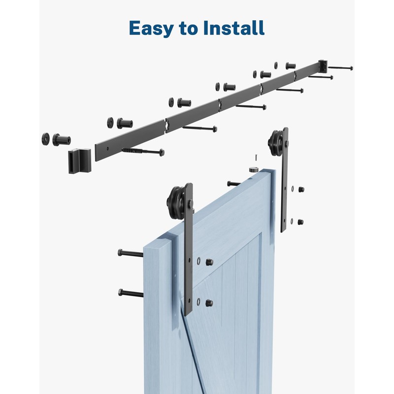 Titeck Barn Door Hardware Kit -6.6FT Sliding Door Hardware with