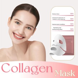 Organic Collagen Deep Mask, 5 Pieces Organic Collagen Mask Korean, Organic Collagen Mask Overnight, Anti-Ageing Collagen Face Mask, Hydrating Overnight Mask, Collagen Night Wrapping Sheet Mask