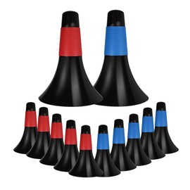 JRONG Tols 12 Pcs Soccer Training Cones 9 Inch Agility Plastic Skating Marker Cones with Non-Slip Sleeve for Kids Football Basketball Practice (Red&Blue)