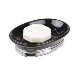 InterDesign 68822EJ Soap Dish Holder Tray, York, Black, Chrome