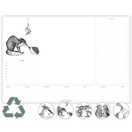 Ligarti Desk Pad Paper (100% Sustainable) A3+ Weekly Planner Pad with To Do List and Changing Motifs - Weekly Planner Undated, Desk Mat (Cuddly Toys)
